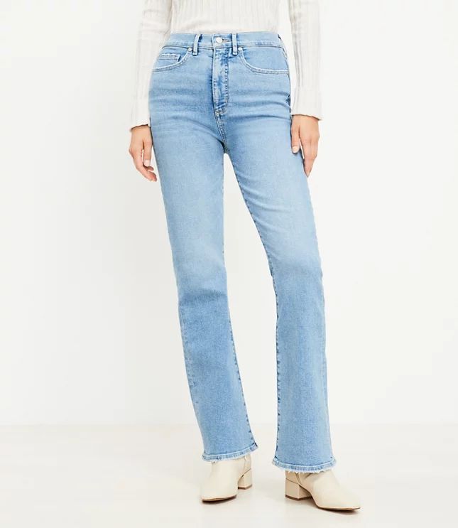 Curvy High Rise Slim Flare Jeans in Bright Indigo Wash | LOFT