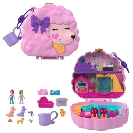 Polly Pocket Groom & Glam Poodle Compact Playset with 2 Micro Dolls & Color Change | Walmart (US)