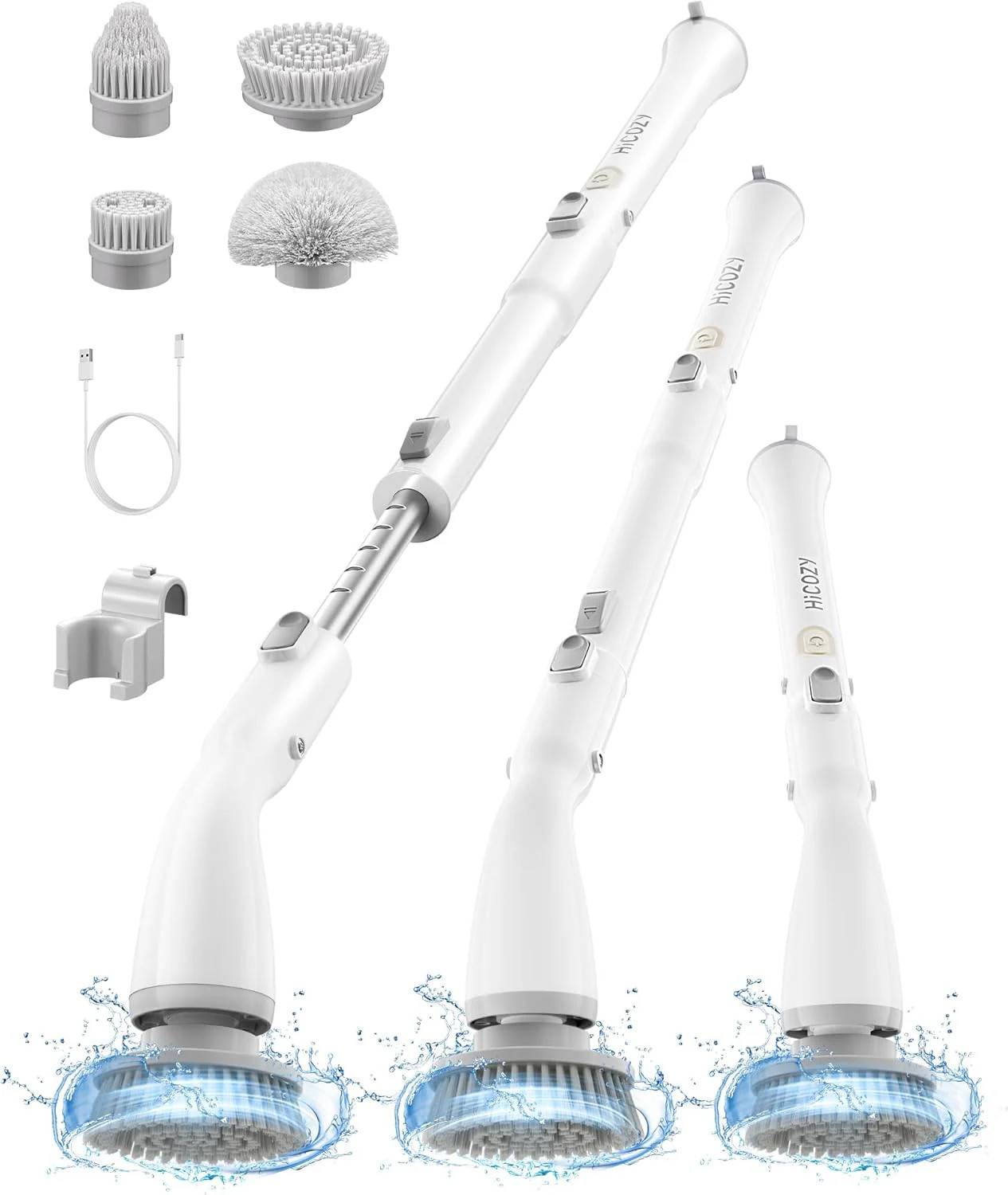 HiCOZY Electric Spin Scrubber HS1 Cordless Shower Scrubber for Cleaning with 4 Replaceable Brush Heads Adjustable Extension Handle IPX7 Waterproof | Lowe's