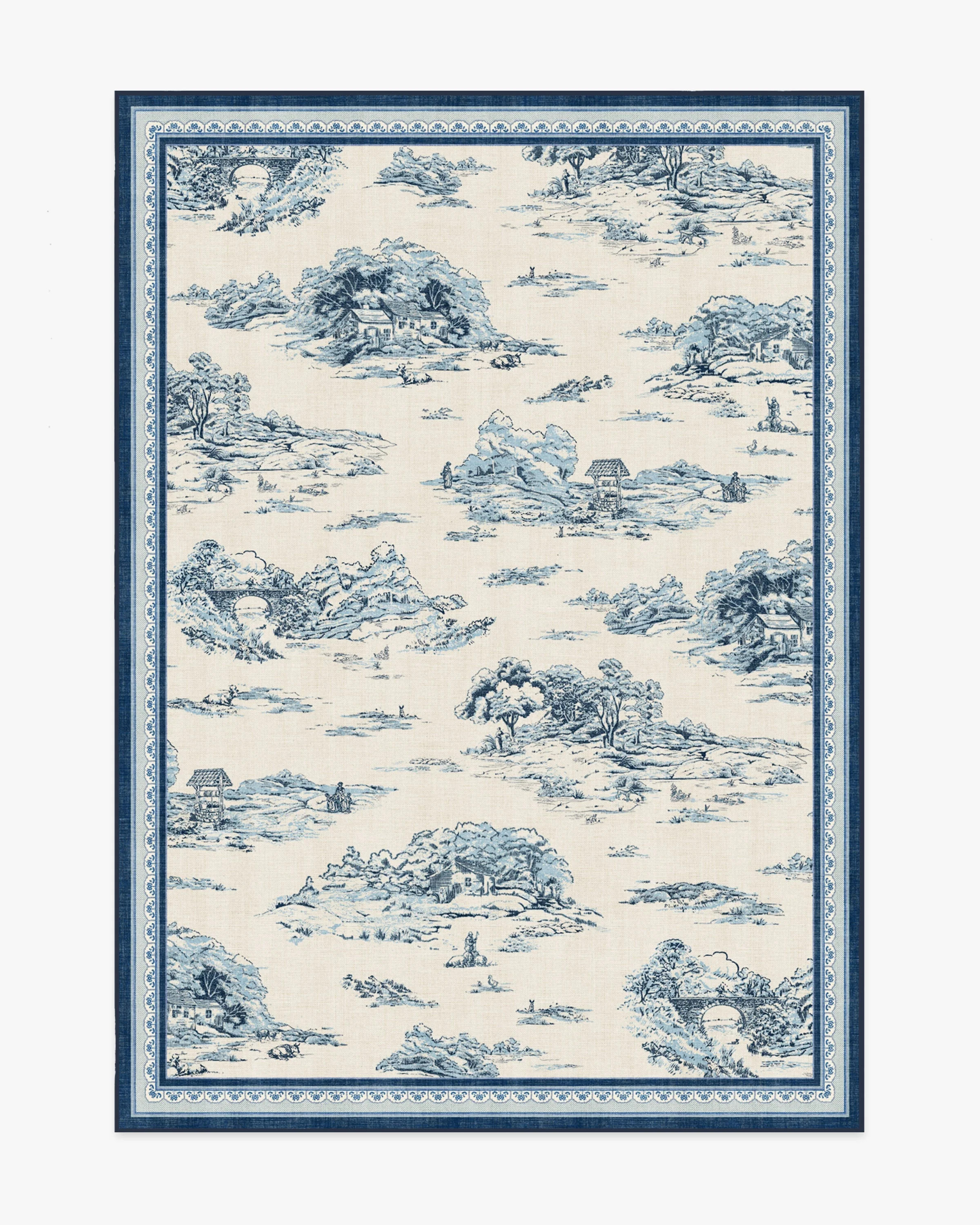 Provence Toile Delft Blue Rug | Ruggable US | Ruggable