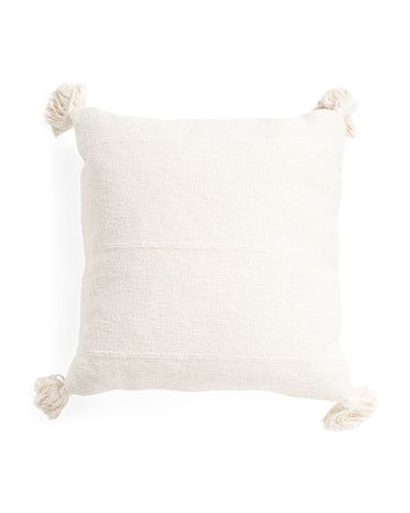 22x22 Cotton Pillow With Tassel Corners | TJ Maxx