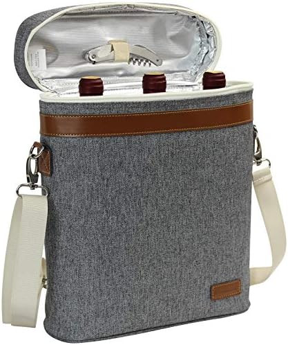 3 Bottle Insulated Wine Tote Cooler Bag, Portable Wine Carrier with Corkscrew Opener and Shoulder St | Amazon (US)