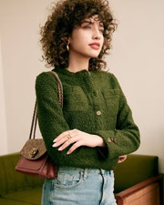 The Fluffy Metal Buckle Jacket & Reviews - Green - Outerwear | RIHOAS | rihoas.com