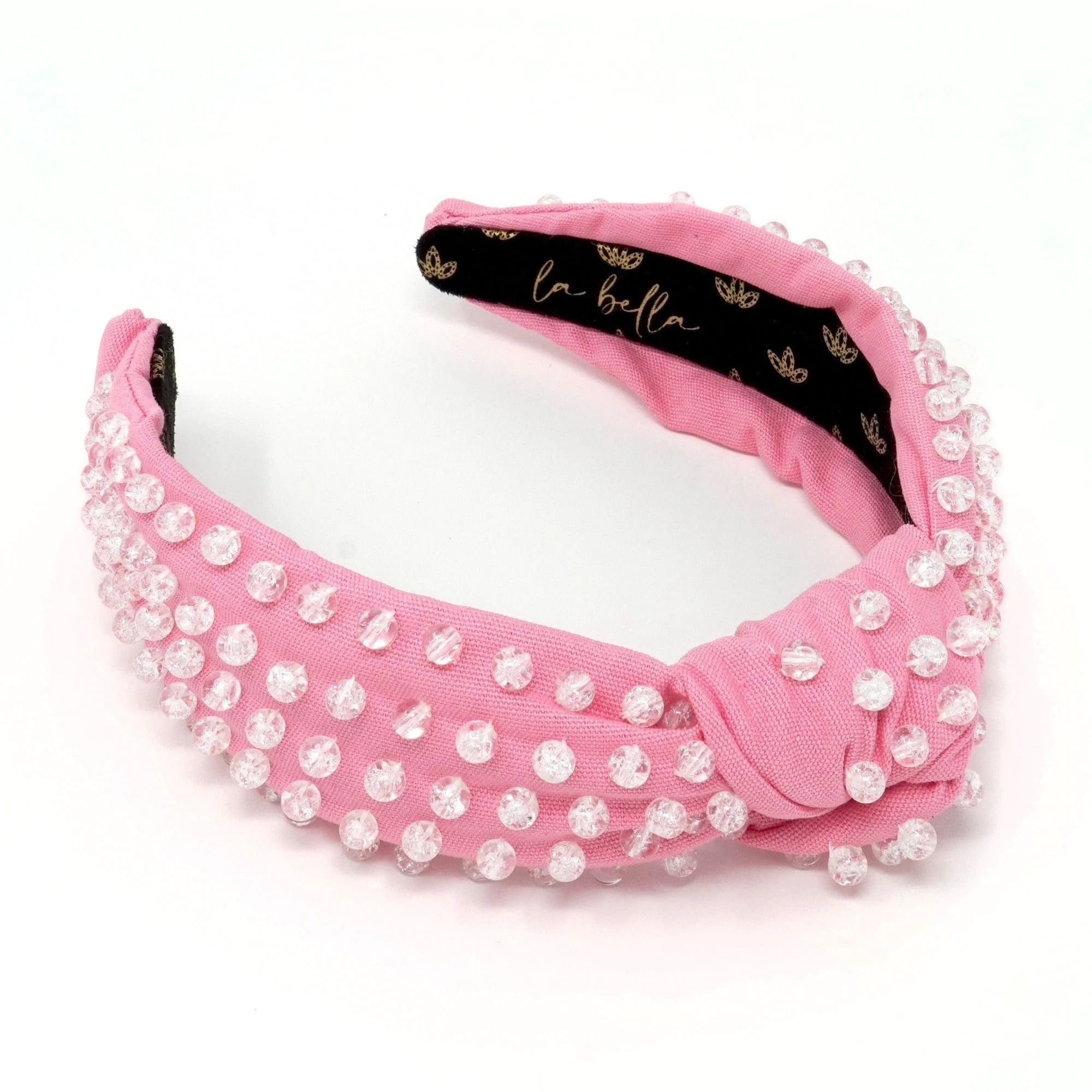 Pink Frosting Canvas & Shatter Glass Bead Headband | La Bella Shop