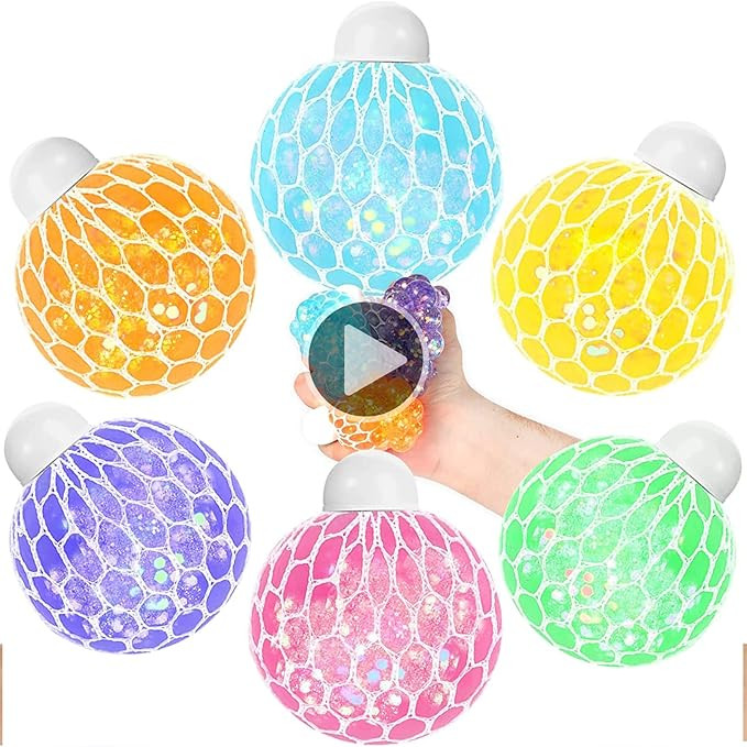 Easter Basket Stuffers for kids, Stress Balls 6 Packs, Squeeze Mesh Glitter Grape Fidget Stress B... | Amazon (US)