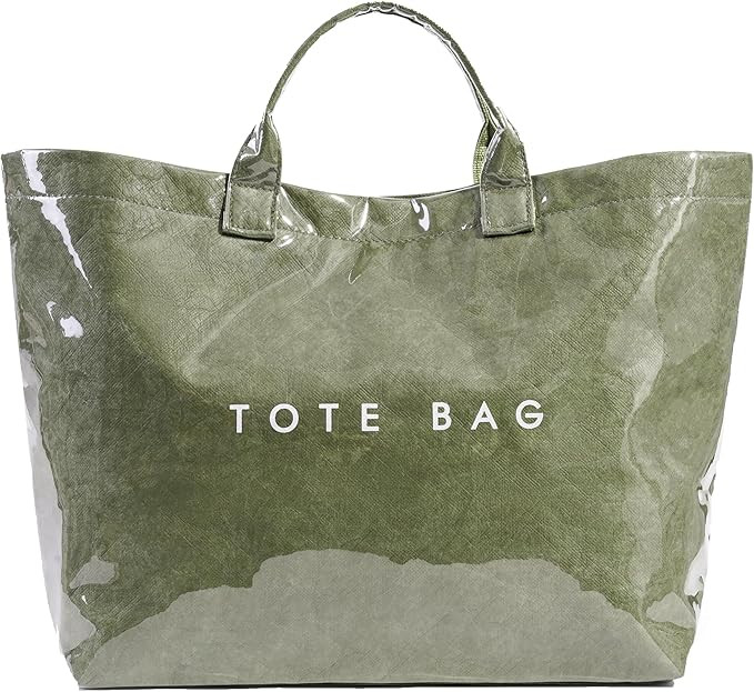 Lushandy PVC Tote Bag Women's Letters Print Large Kraft Paper Carry All Bag Top Handle Clear Hobo... | Amazon (US)