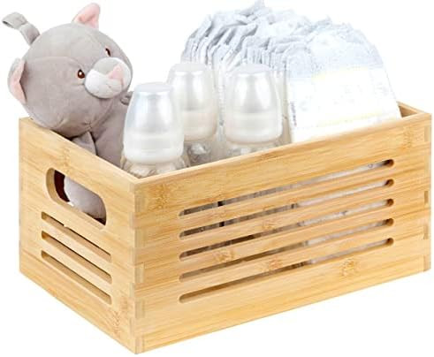 Natural Bamboo Wooden Storage Box – Rustic Farmhouse Look Wood Crate for Storage Decorative Closet,  | Amazon (US)