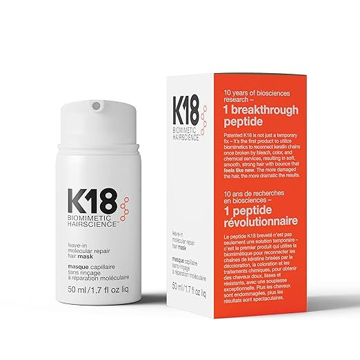K18 Leave-In Molecular Repair Hair Mask, 4-Minute Speed Treatment, Renews Hair Damage From Color,... | Amazon (US)