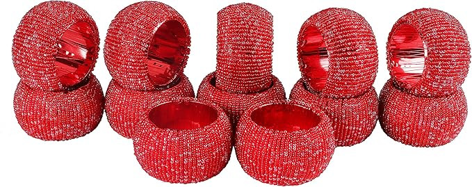 Handmade Multi Beaded Napkin Rings Set, Set of 12, Multi Beaded Napkin Holders, 2 Inch, Hand Made... | Amazon (US)