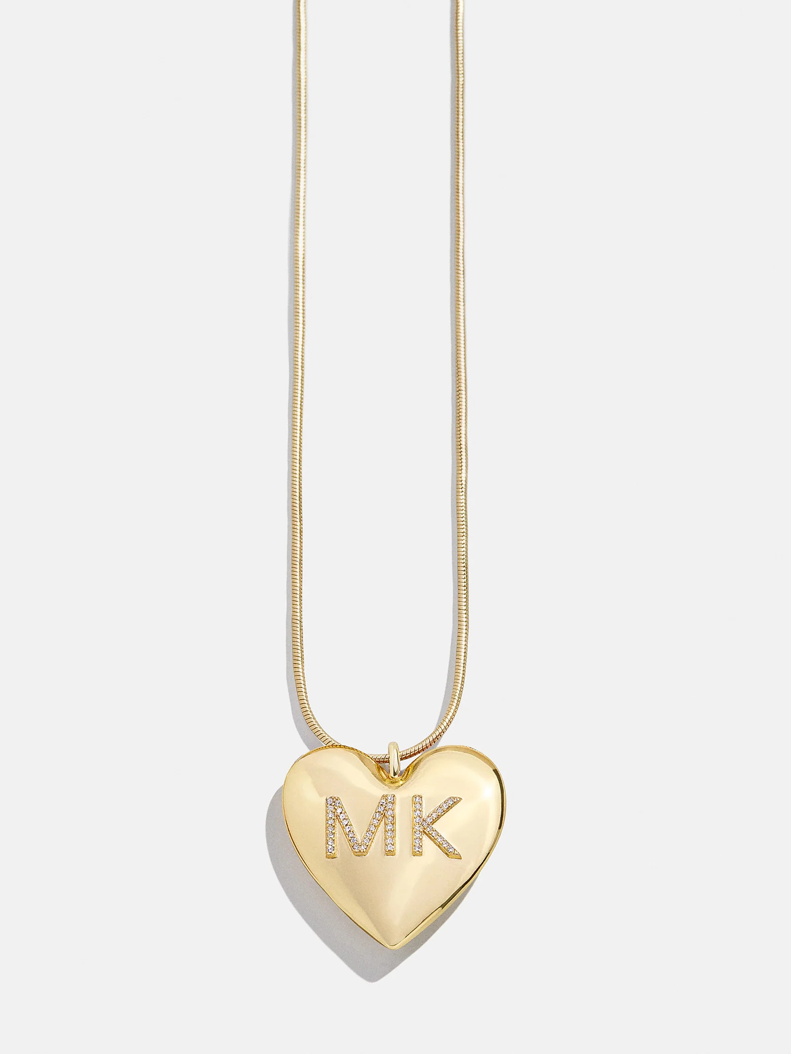 Custom Initial Enamel Heart Pendant Necklace - Gold | BaubleBar (US)