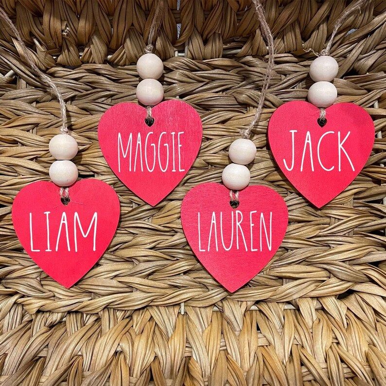 Personalized Beaded Valentine Tags Wood Tags Gift Tags | Etsy | Etsy (US)