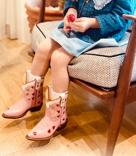 I LOVE these heart boots we got for the girls. They also make them in my size 😍 

These are handmade in Texas and really last. The girls wear them and then hand them down and we keep investing in this style.
There are so many cowboy and western days at school and then our girls just wear them with dresses around town. 

#LTKkids #LTKshoecrush #LTKGiftGuide