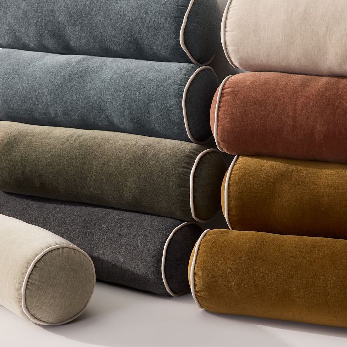 Classic Cotton Velvet Bolster Pillow | West Elm (US)