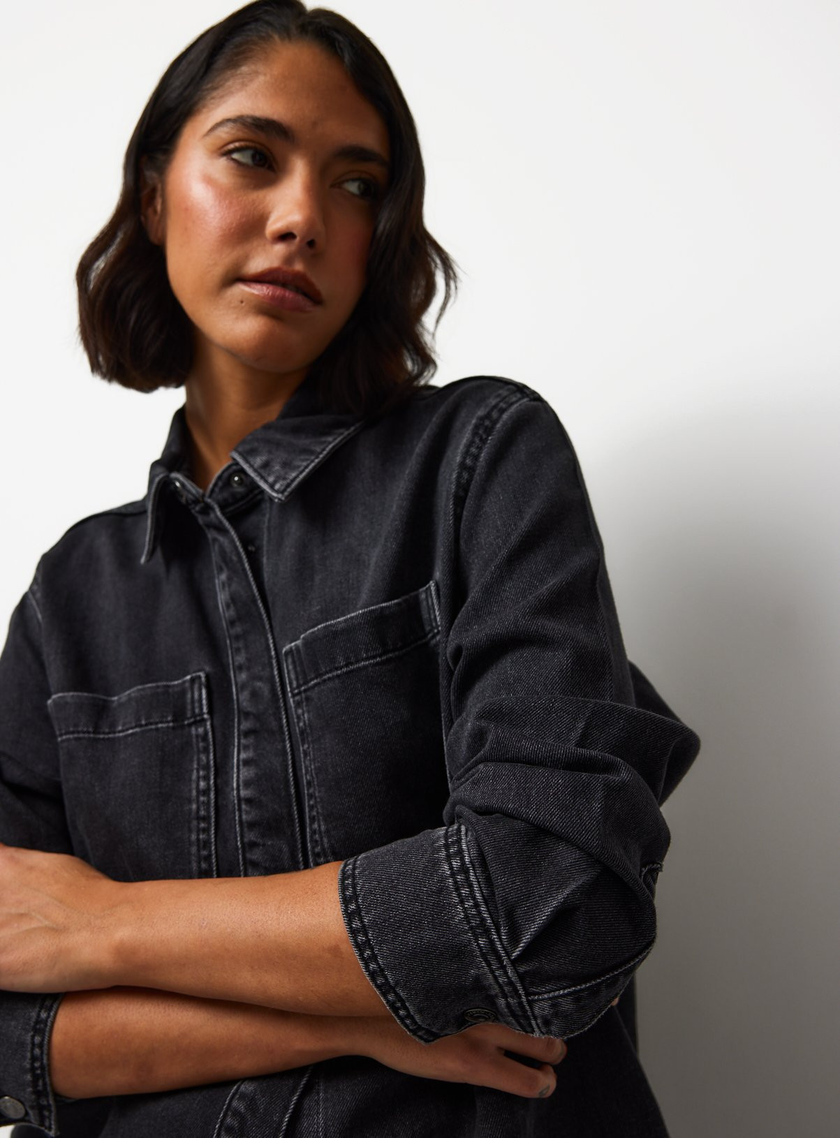 Washed Black Denim Co-ord Shirt | Tu Clothing