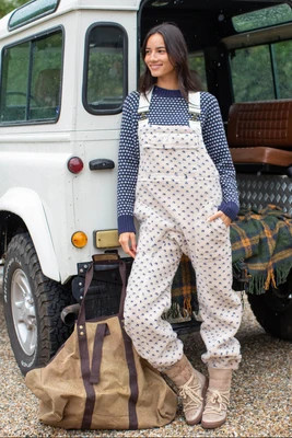 Scout Overalls - Ivory/Blue Birdseye | Marea