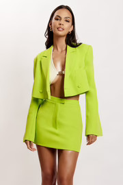 Josie Crepe Mini Skirt - Lime Green | MESHKI US