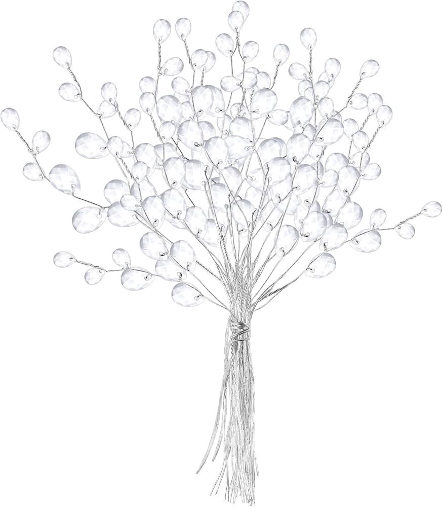 IMIKEYA 50PCS Acrylic Bead Drop Stems Crystal Floral Picks Artificial Bouquets Clear Floral Stems... | Amazon (US)