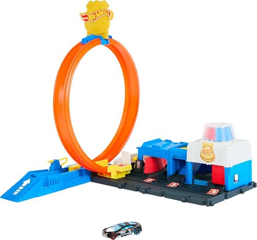 Hot Wheels Toy Car Track Set, Super Police Station Playset with 1:64 Scale Die-Cast Vehicle, Adjustable Loop for Multiple Ways to Race & Stunt | Amazon (US)