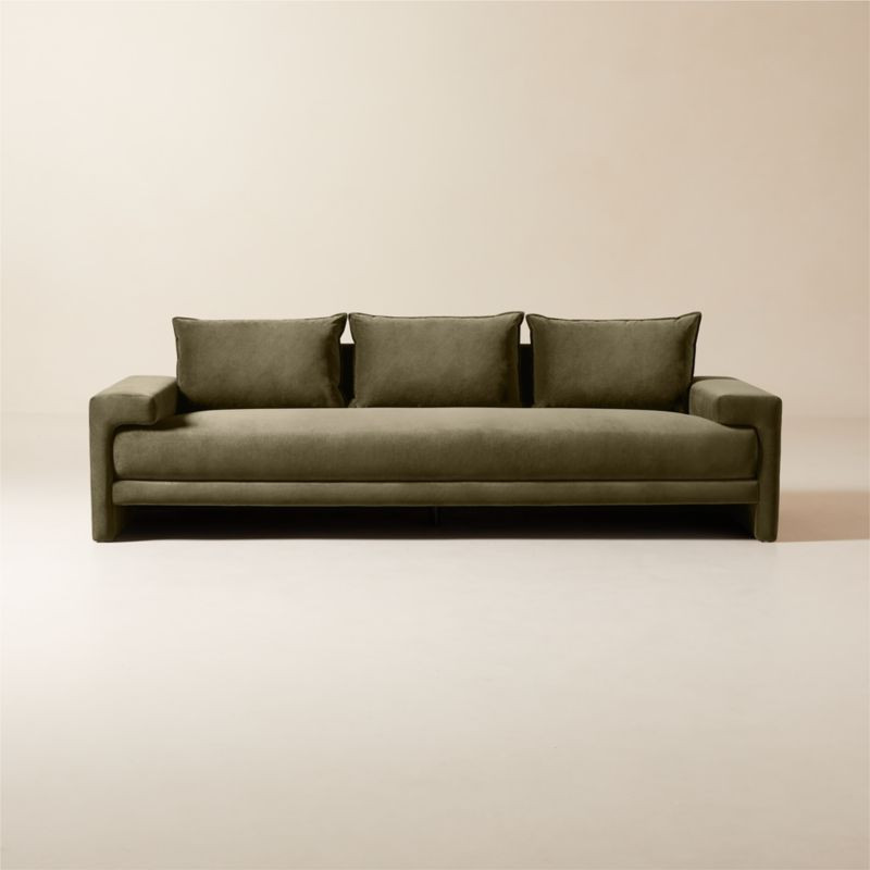 Camden 101" Moss Green Velvet Sofa + Reviews | CB2 | CB2