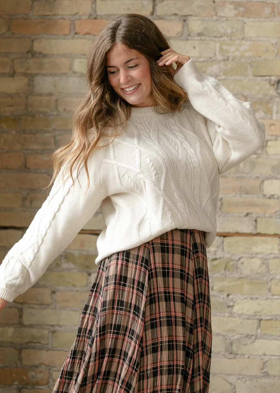 Long Sleeve Cozy Cable Knit Sweater | Inherit Clothing Co.