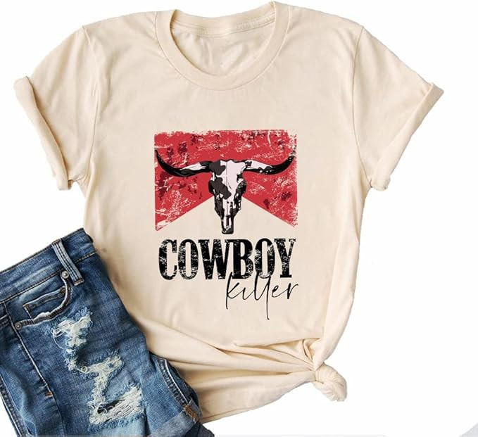 Let 'er Rip Cowboy Short Sleeve Country Music Women's T Shirt Letter Print Tees Vintage Graphic T... | Amazon (US)