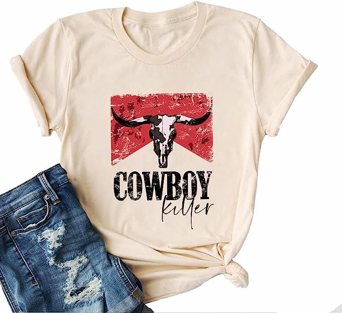 Let 'er Rip Cowboy Short Sleeve Country Music Women's T Shirt Letter Print Tees Vintage Graphic T... | Amazon (US)