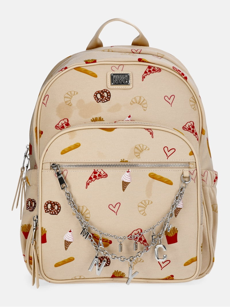 Madden NYC Women's Dome Backpack with Charm Chain Accent, Khaki Food | Walmart (US)