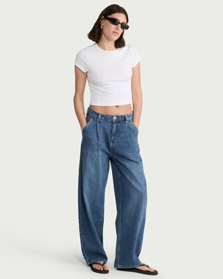 F&F High Rise Relaxed Jeans in Navy | Tesco F&F