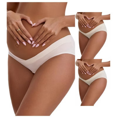 INSPIRE CHIC Women's Cotton Low Waist Under the Bump Maternity Briefs Pregnancy Underwear 3 Packs 1 Light Pink and 2 Beige Large | Target