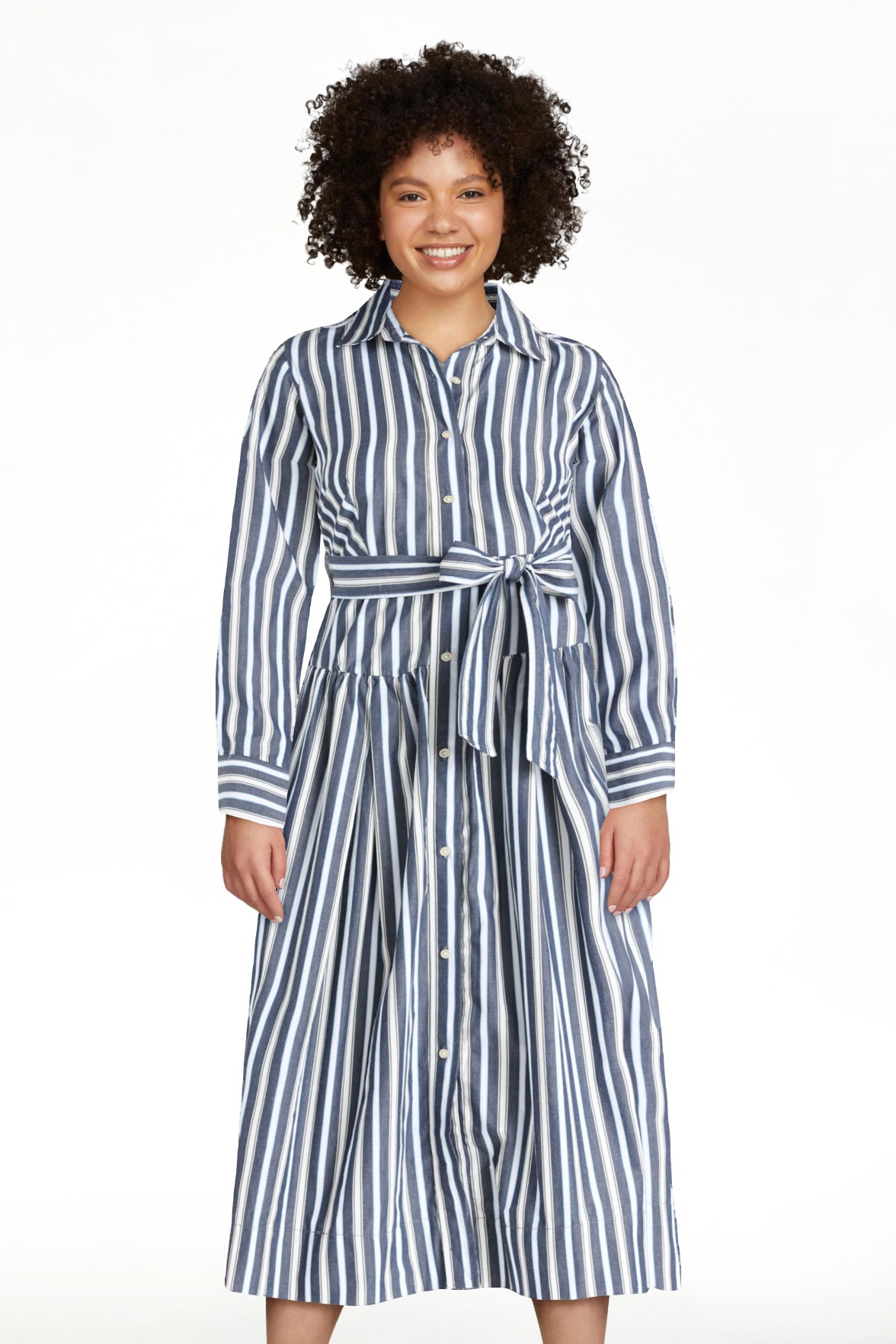 Free Assembly Women's and Women’s Plus Belted Cotton Maxi Shirtdress with Long Sleeves, Sizes X... | Walmart (US)