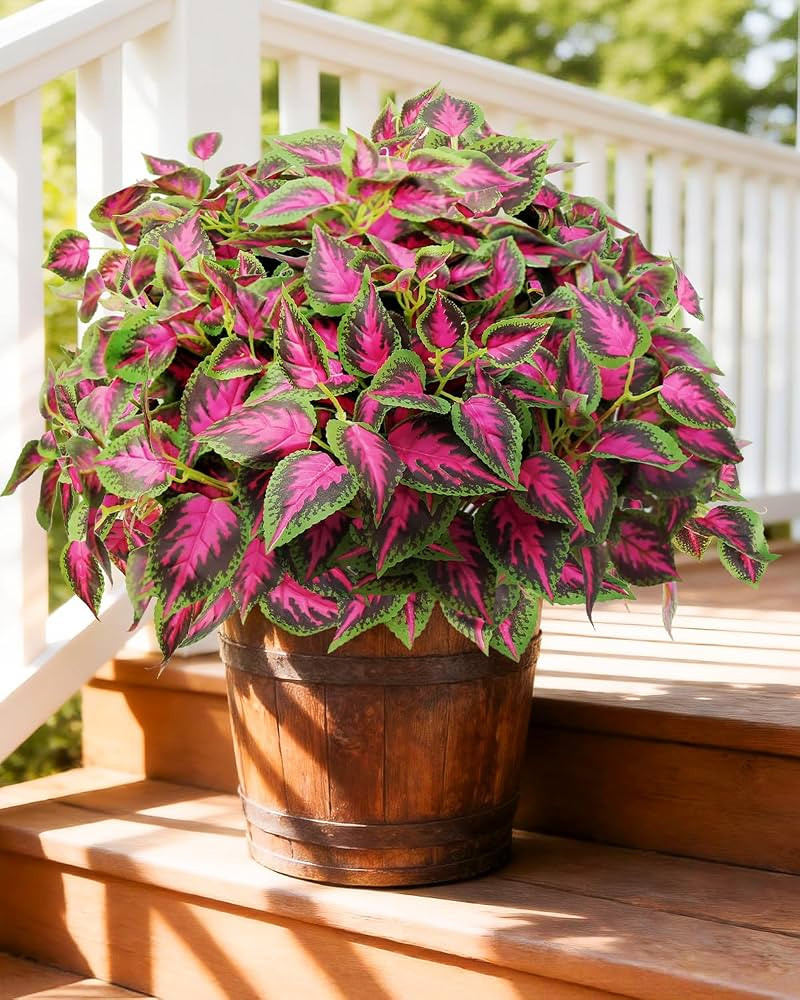 6 Pc Artificial Plants Outdoor, UV Resistant Artificial Outdoor Plants, Faux Coleus Plants with S... | Amazon (US)