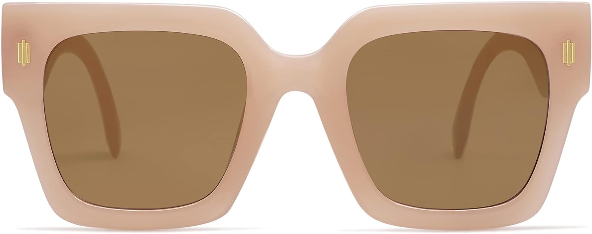 SOJOS Vintage Oversized Square Sunglasses for Women,Retro Womens Luxury Big Sun Glasses UV400 Protec | Amazon (US)