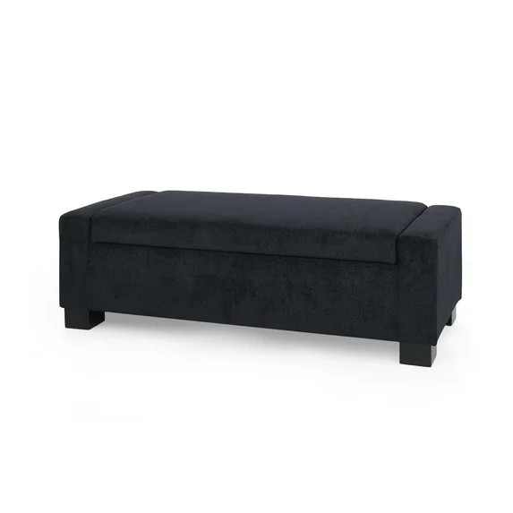 Noble House Betts Betts Modern Upholstered Storage Ottoman Blue | Walmart (US)