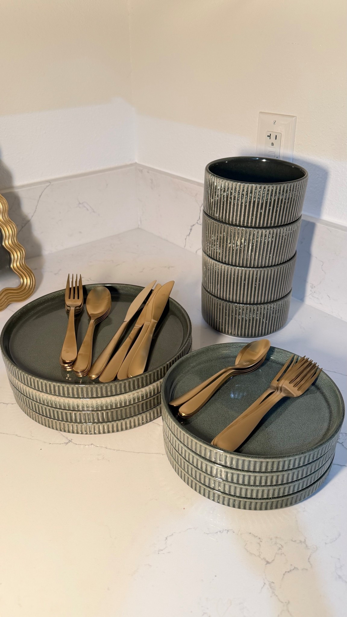 Switched out our dinnerware. Went for these and it’s such a beautiful set!  Comes in a few color options, get it!!! #dinnerware 