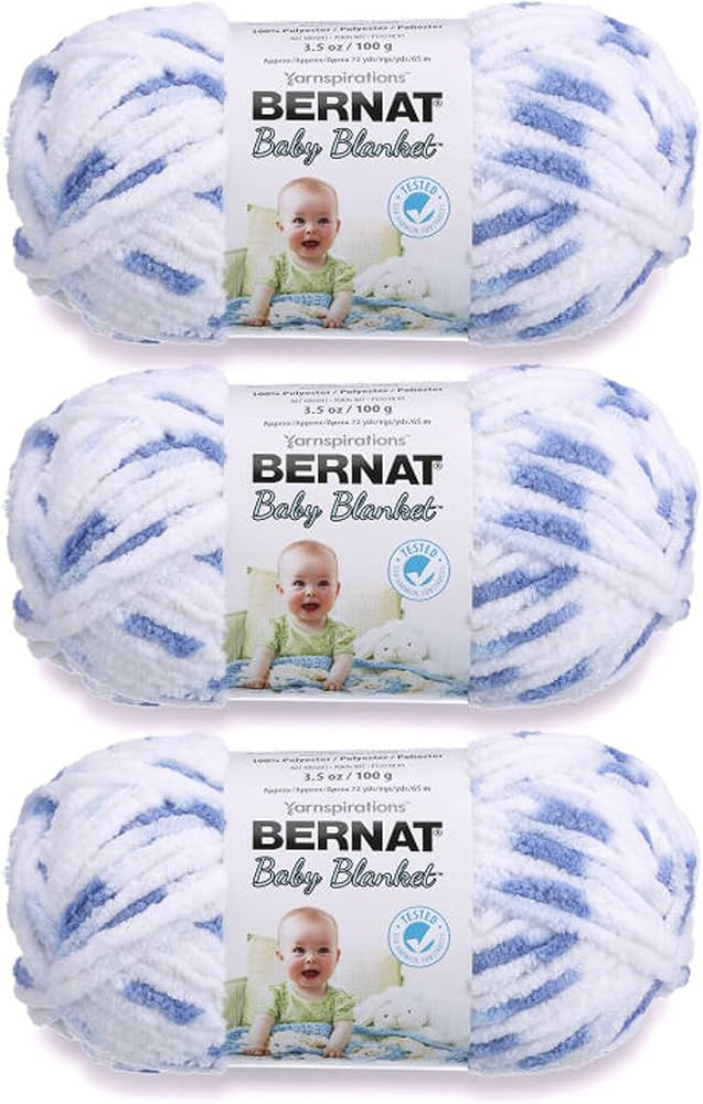 Bernat Baby Blanket Little Denim Print Yarn - 3 Pack of 100g/3.5oz - Polyester - 6 Super Bulky - ... | Amazon (US)