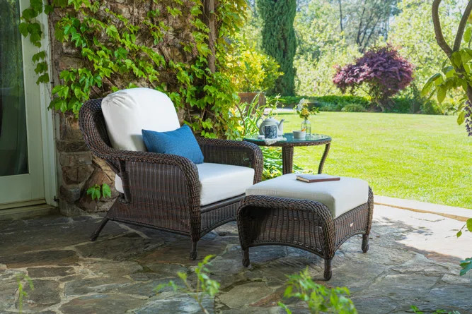 Tortuga Outdoor Sea Pines 3 Piece Arm Chair, Ottoman and Table Set with Cushions | Wayfair | Wayfair North America