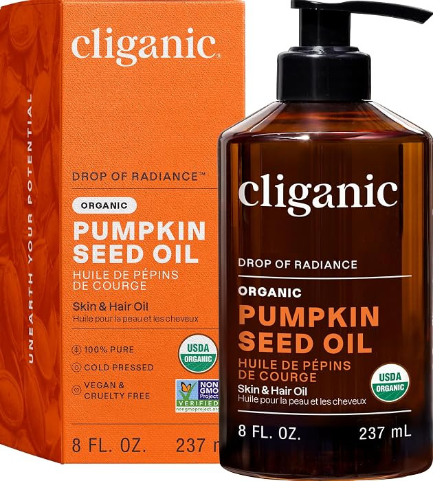 Cliganic Organic Pumpkin Seed Oil, 100% Pure - For Face & Hair | Natural Cold Pressed Unrefined (... | Amazon (US)
