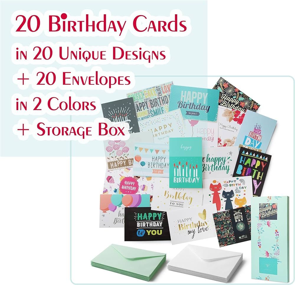 Mr. Pen - 20 Pack Assorted Blank Inside Birthday Cards with Envelopes, Happy Birthday Card Assort... | Amazon (US)