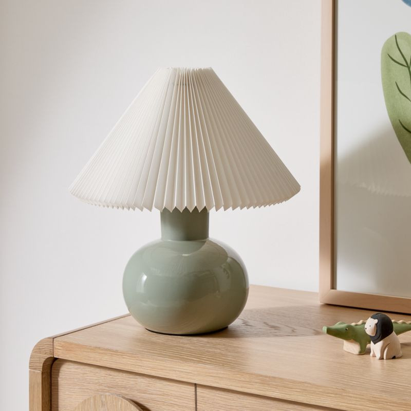 Flo Fluted Sage Green Ceramic Kids Table Lamp + Reviews | Crate & Kids | Crate & Barrel