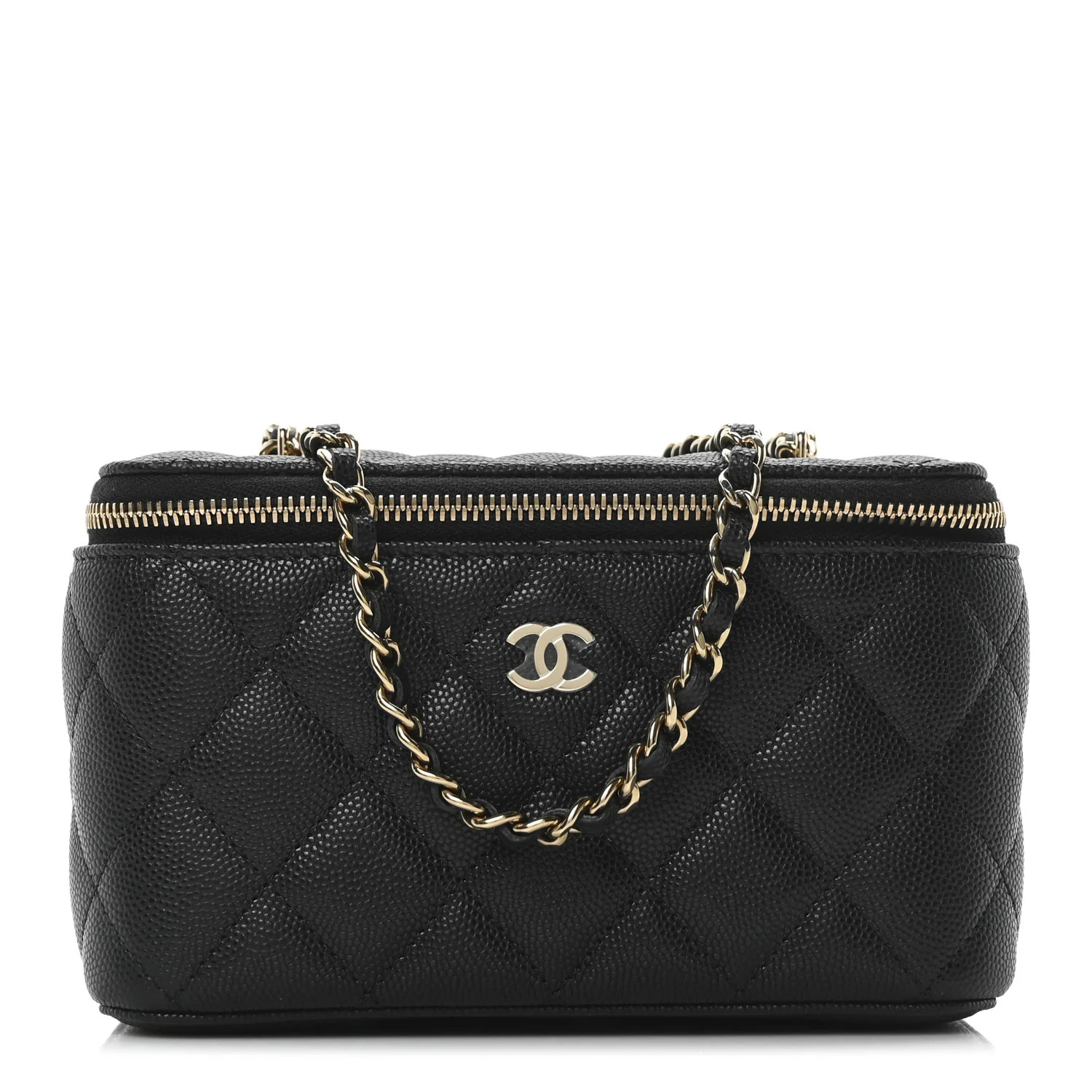 Chanel Caviar Quilted Small Vanity Case With Chain Black 1757641 | FASHIONPHILE (US)