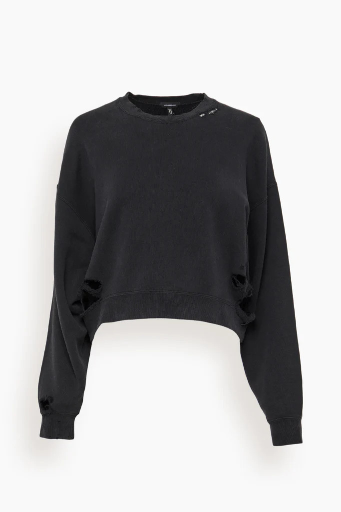 Cropped R13 Crewneck in Black | Hampden Clothing