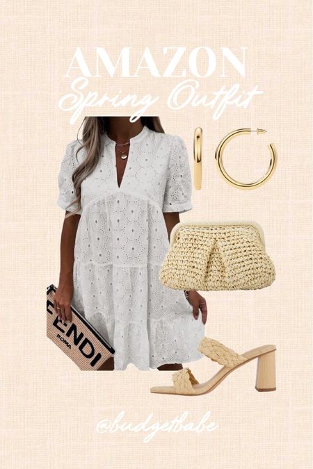 Amazon spring outfit idea with this lined cotton eyelet white dress and raffia accessories, gold hoops

#LTKstyletip #LTKfindsunder50 #LTKfindsunder100