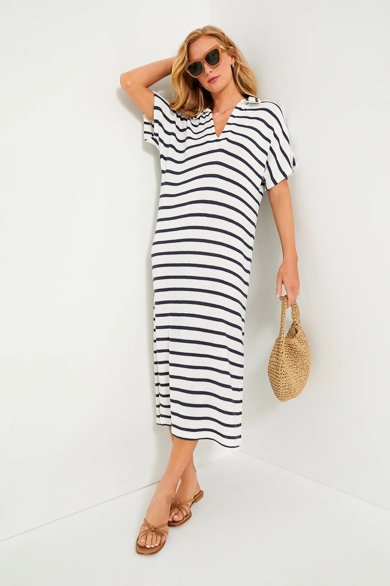 French Stripe Knit Maren Polo Dress | Tuckernuck (US)