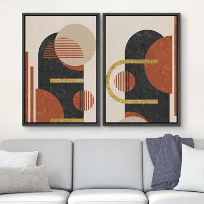 Mid-Century Modern Polygon Landscape Abstract Geometric Modern Art Wall Decor Artwork 2 Pieces | Wayfair North America
