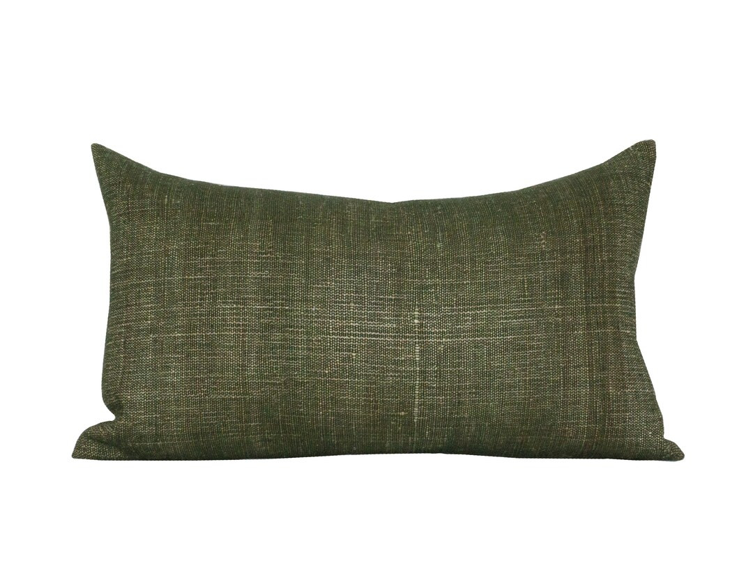 Pillow Cover Rustic Solids Olive Lumbar Woven Solid Spark - Etsy | Etsy (US)