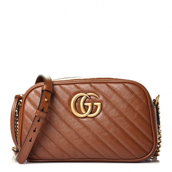 GUCCI

Glazed Calfskin Matelasse Diagonal Small GG Marmont Chain Shoulder Bag Brown | Fashionphile