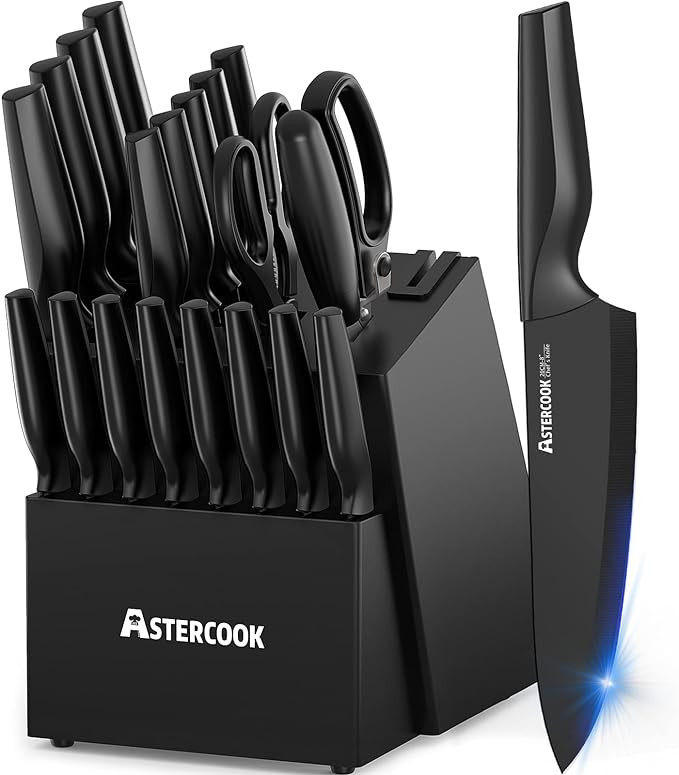 Knife Set, Astercook 21 Pieces Knife Sets for Kitchen with Block, Dishwasher Safe Kitchen Knife S... | Amazon (US)