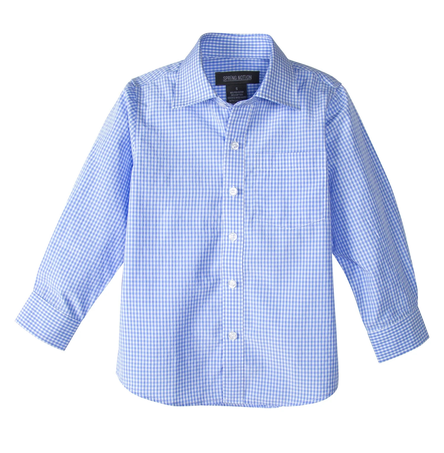 Spring Notion Boys' Long Sleeve Checkers Gingham Shirt - Walmart.com | Walmart (US)