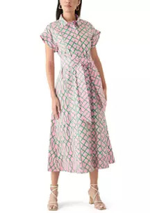 Crown & Ivy™ Women's Printed Belted Midi Dress | Belk