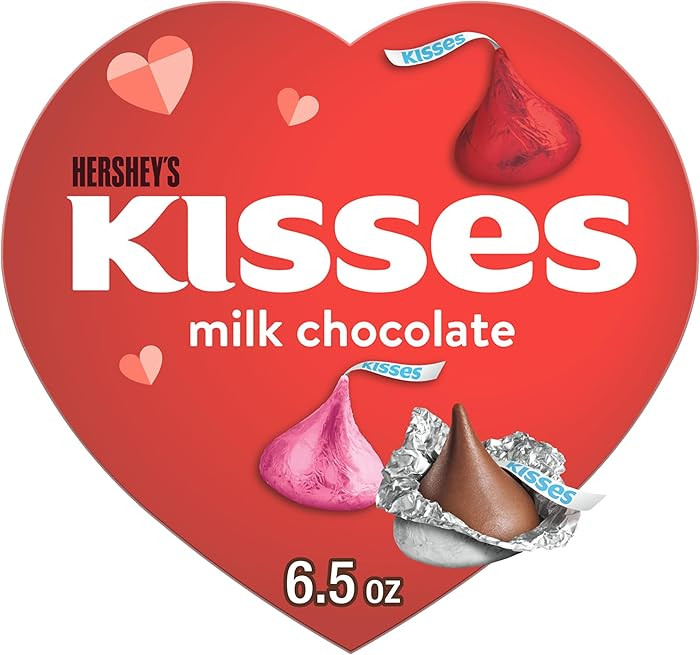 HERSHEY'S KISSES Milk Chocolate, Valentine's Candy Gift Box, 6.5 oz | Amazon (US)